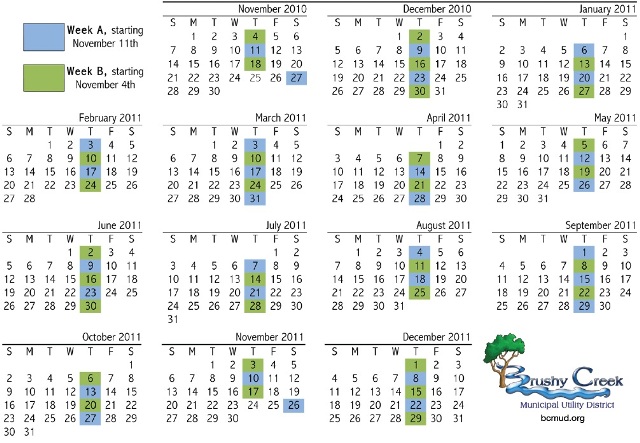 Thursday Recycling Calendar